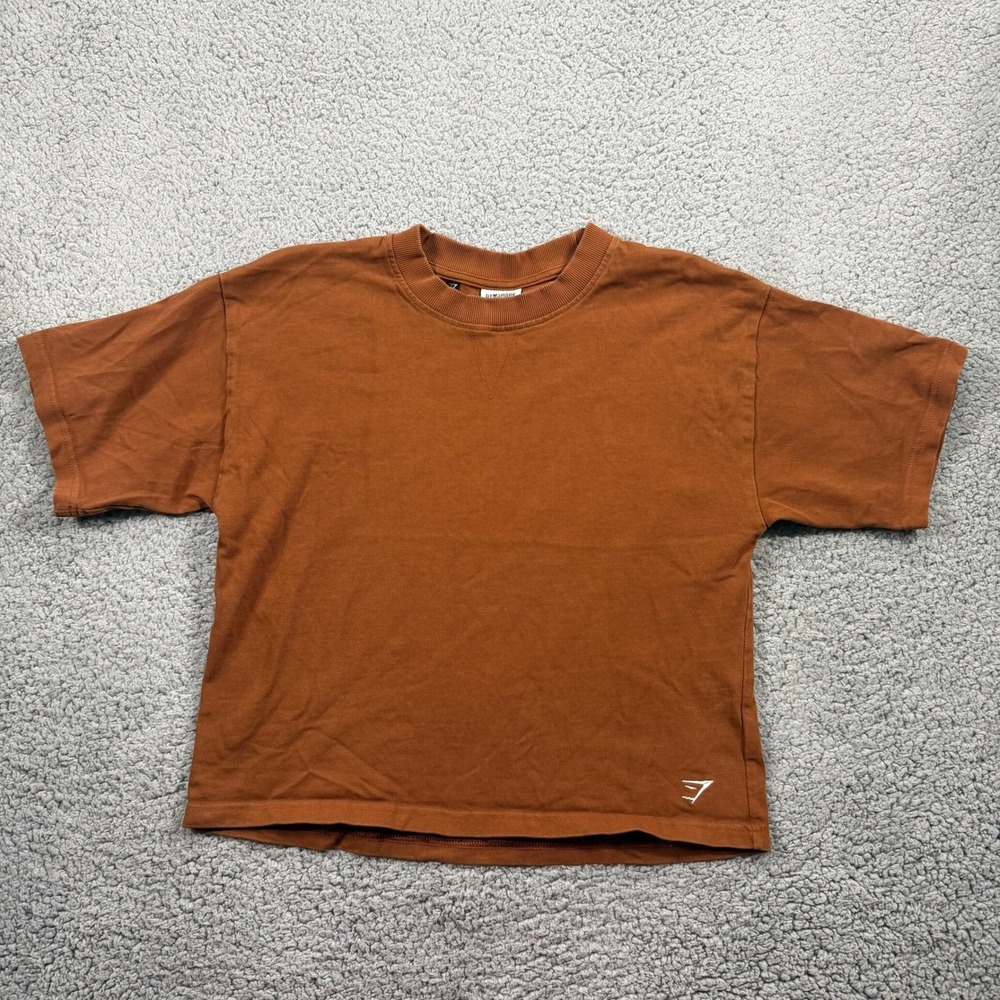 Gymshark Rest Day Essentials Boxy T-Shirt Brown Womens XS Short Sleeve Crop Top